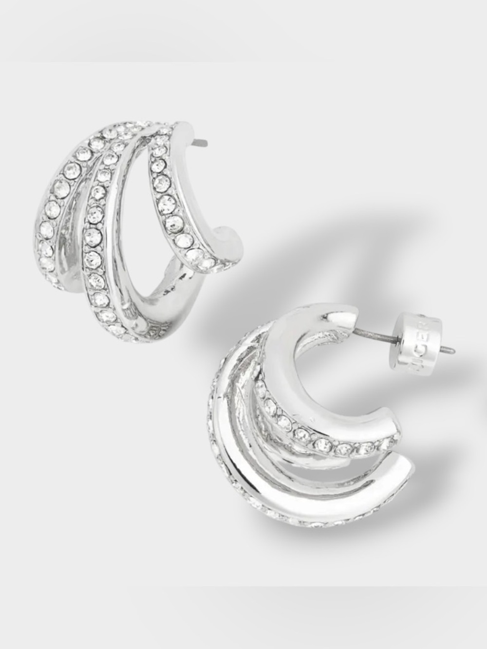 Kurt Geiger 🪢NWT Pavé Crystal Triple Huggie Hoop Earrings